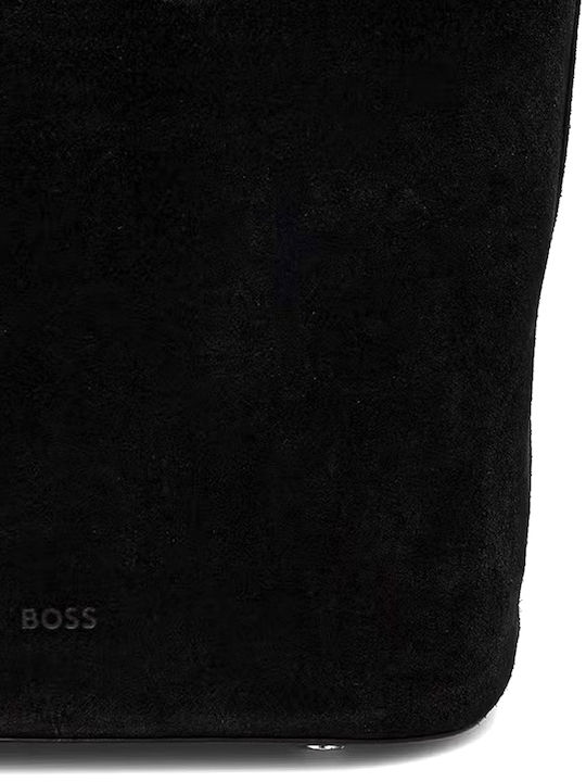 Damen Schultertasche Aus Leder Schwarz