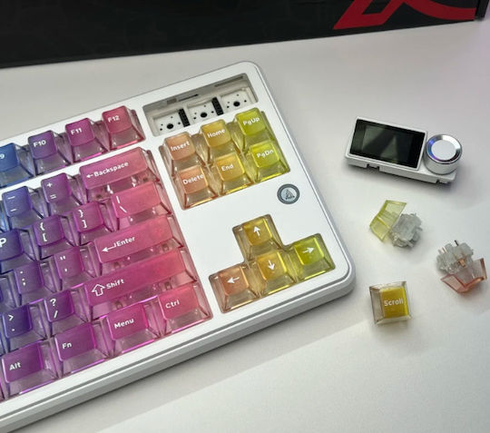 Ajazz MK87 Pro Wireless Gaming Mechanical Keyboard Tenkeyless with RGB Lighting English US Transparent Gradient Blue-Purple Pink-Orange