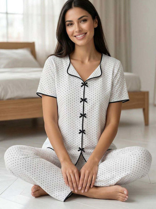 Set Pijamale Dama De Vară Cu Fundițe