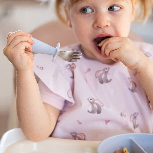 Babyono Βρεφικό Σετ με Κουτάλια από Σιλικόνη Γαλάζια 2τμχ