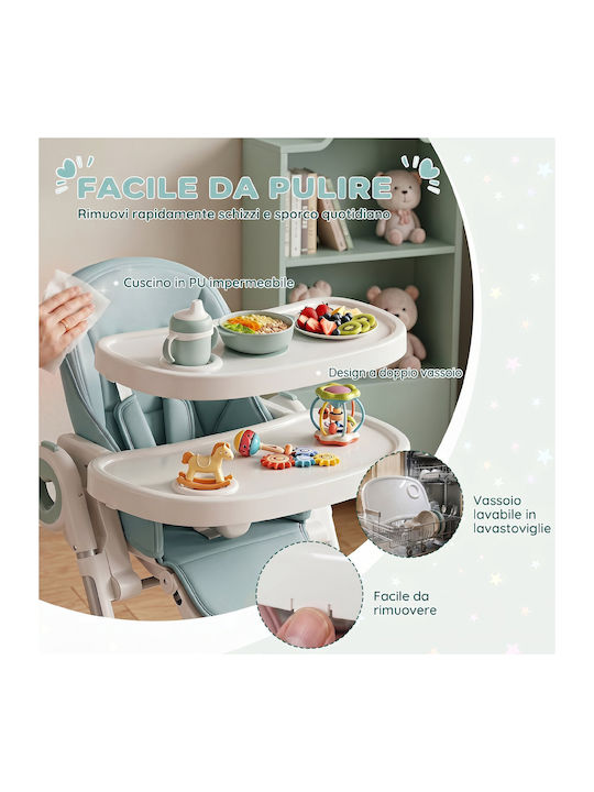 Aiyaplay Foldable Baby Highchair with Adjustable Height Green