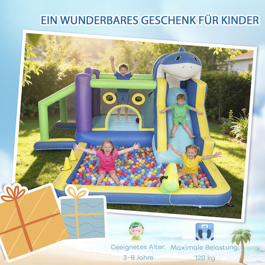 Aiyaplay Inflatable Castle with Trampoline & Slide for Ages 3-8