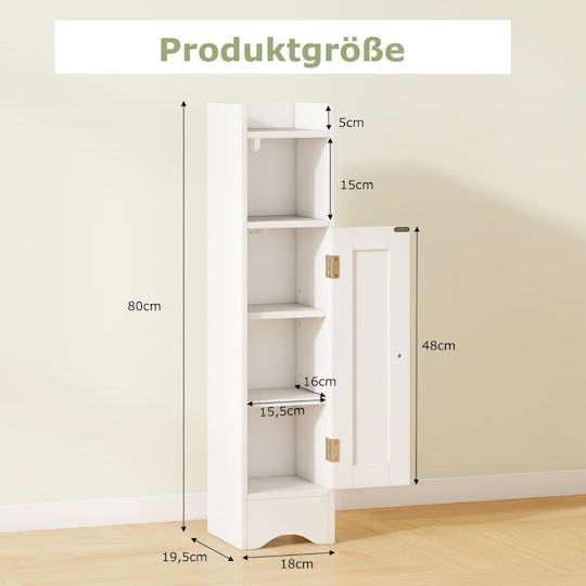 Costway Dulap de baie 18x19.5x80cm Alb