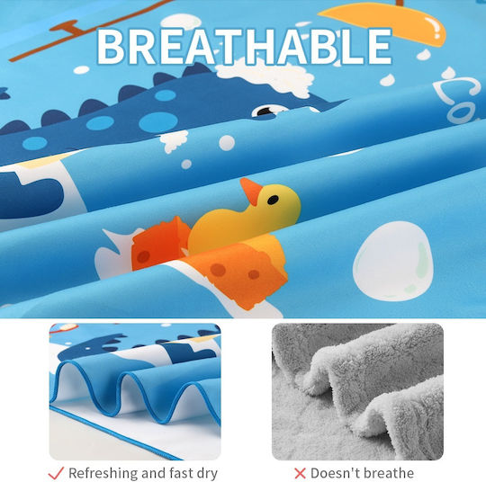 Prosop Poncho De Plajă Din Microfibră Super Absorbant Uscare Rapidă Ultra Compact Potrivit Pentru Copii Înot Vârste 5 12 Tematică Dinozauri Albastru Bebelogic