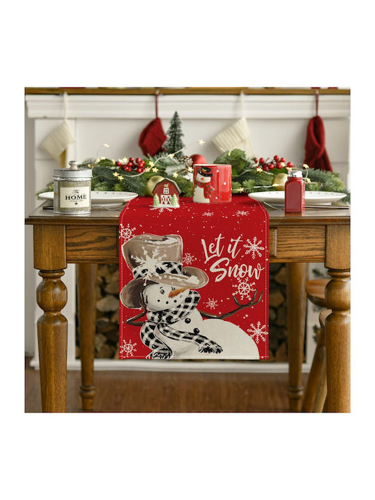 Artoid Mode Weihnachtliches Tischtuch Stoff Läufer Schneemänner 140x40cm
