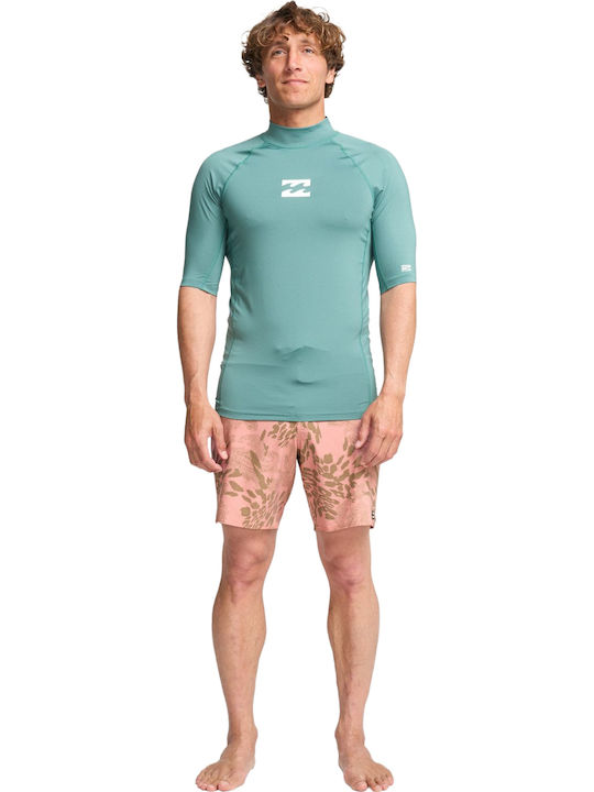 Billabong Waves UPF 50 Men Short Sleeve Sun Protection Shirt Green