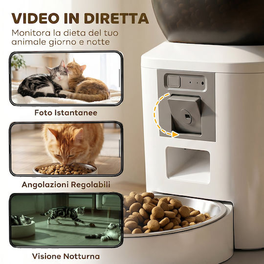 Pawhut Automatic Stainless Steel Food Bowl for Dog & Cat 2 x 4L 17cm
