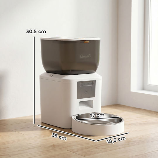 Pawhut Automatic Stainless Steel Food Bowl for Dog & Cat 2 x 4L 17cm