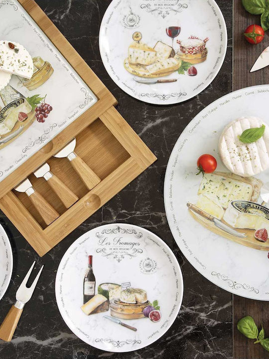 Easylife Les Fromages Πιατέλα Σερβιρίσματος Γυάλινη Πολύχρωμη