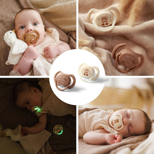 Babyono Πιπίλα Σιλικόνης Νυκτός Λευκό για 0-6 μηνών