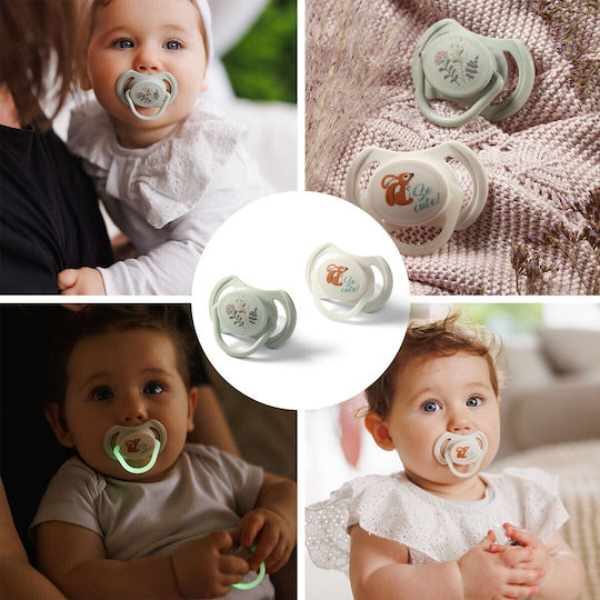 Babyono Night Silicone Pacifier White for 6-18 Months