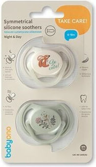 Babyono Night Silicone Pacifier White for 6-18 Months