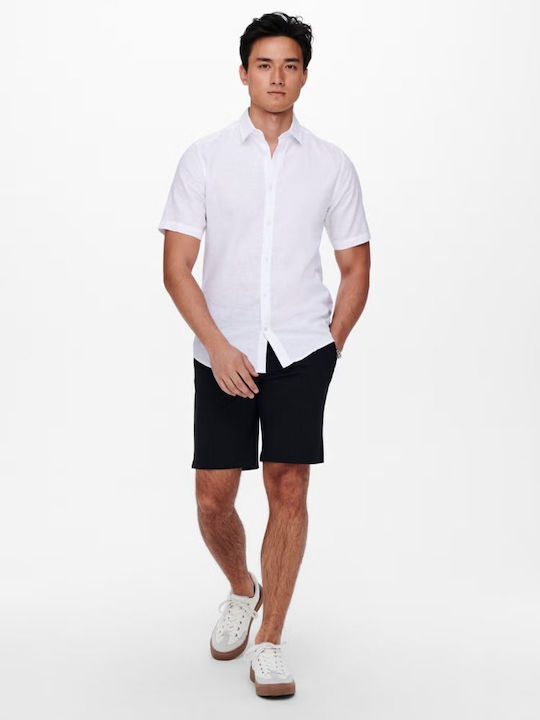 Κοντομάνικο Λινό Πουκάμισο White