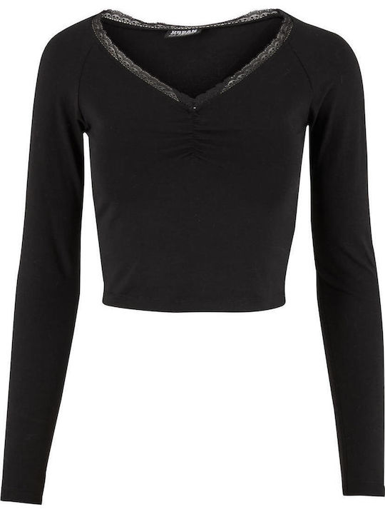 Women's Blouse with Lace Black