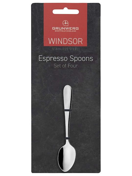 Grunwerg Windsor Set Löffel Kaffee/Tee Rostfreier Stahl Silber 10.5cm 4 Stück