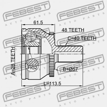 Febest Volvo S80 2007 Außengelenk 36001216