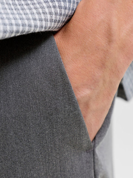 Men's Elastic Grey Melange Trousers
