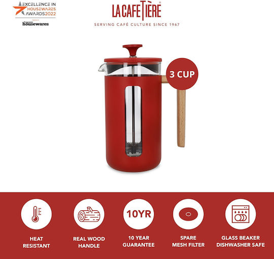 Manual Coffee Maker Made Of Borosilicate Glass 350 Ml Pisa Red La Cafetiere