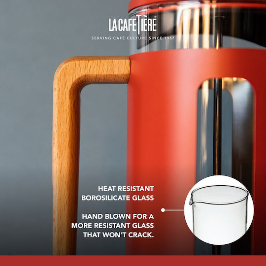 Manual Filter Coffee Maker Made of Borosilicate Glass 1l Pisa Red La Cafetiere