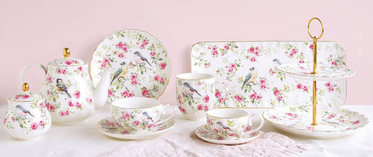 Easy-Life Spring Time Tiered Appetizer Stand Made of Porcelain