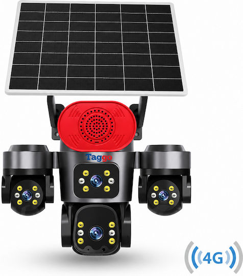 Taggo PRO-Q70 IP Cameră de Supraveghere Quad 4G 15MP Impermeabilă cu Baterie cu Comunicare Bidirecțională și Obiectiv de 1.6mm