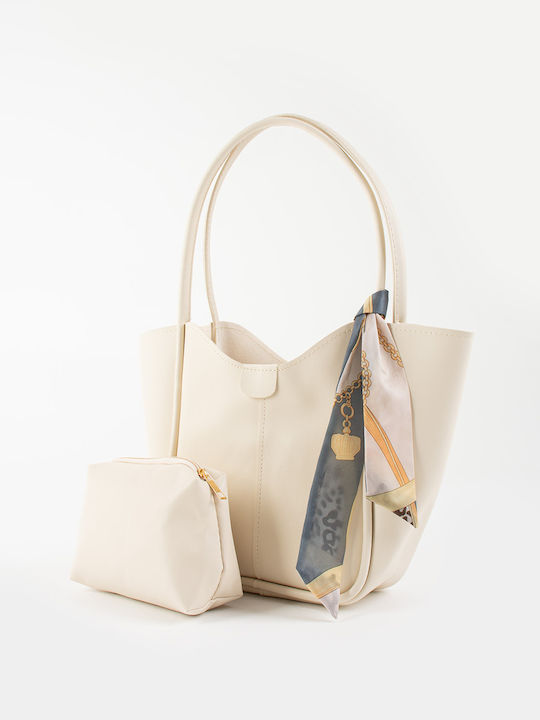 Leder Damen Schultertasche Beiges