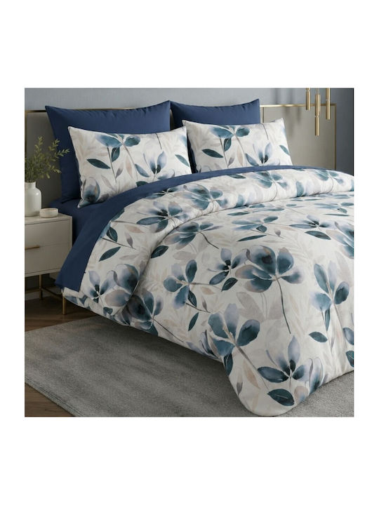 Pucioasa Set Huse Pentru Pilote 100% Bumbac 200x230cm Dublă Cu 2 Fețe De Pernă & 1 Cearșaf Petalique