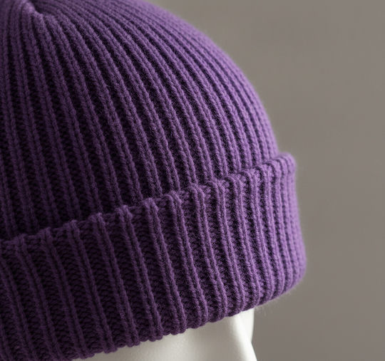 Ribbed Beanie Cap Purple