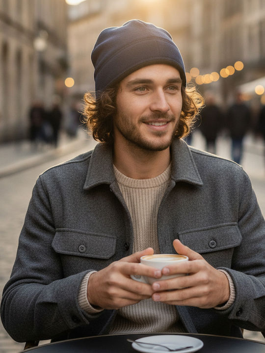 Beanie Reversibil Fleece Pentru Bărbați Căciulă Albastru Marin
