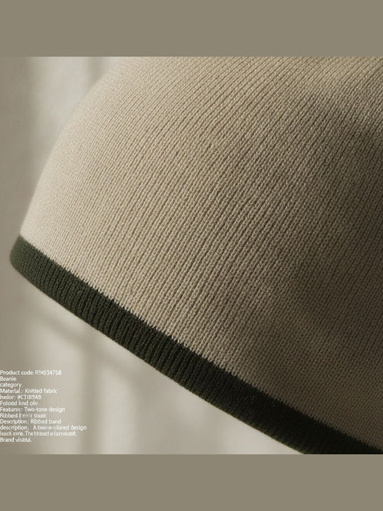 Knitted Reversible Beanie Cap Stone/Olive