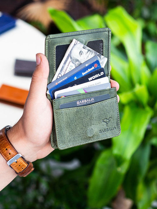 Leather Men's Card Wallet Green