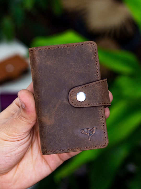 Кожен Мъжки Портфейл за Карти с RFID Червен