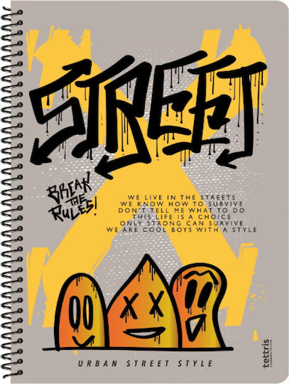 Tettris Spiral Notebook Ruled 120 Sheets 4 Subjects (Miscellaneous Designs) A4-4Th-213
