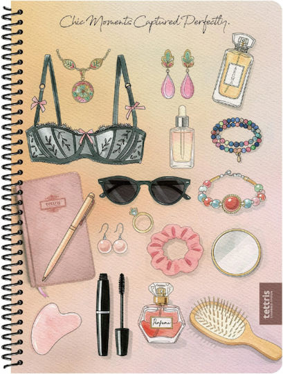 Tettris Spiral Notebook Ruled 60 Sheets 2 Subjects (Miscellaneous Designs) A4-2Θ-206