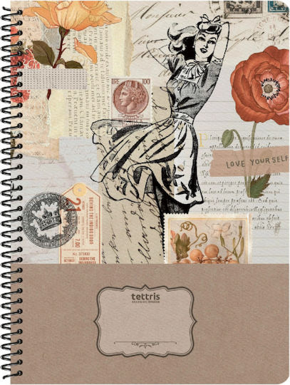 Tettris Spiral Notebook Ruled 60 Sheets 2 Subjects (Miscellaneous Designs) A4-2Θ-208