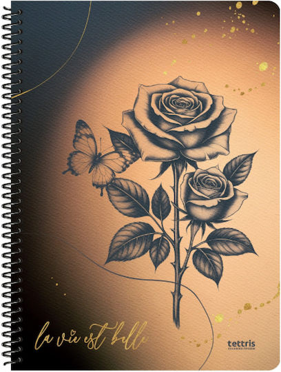 Tettris Spiral Notebook Ruled 90 Sheets 3 Subjects (Miscellaneous Designs) A4-3Th-209