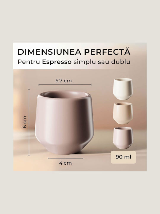 Miamio Set Cesti Espresso Ceramice Roz 90ml 4 Bucăți