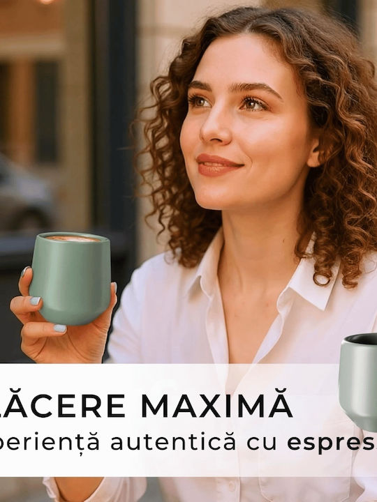 Miamio Set Cesti Espresso Ceramice Verzi 90ml 4 Bucăți