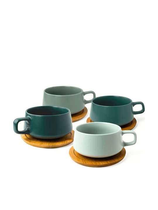 Miamio Set Cesti Cappuccino Din Bambus Verzi 320ml 4 Bucăți