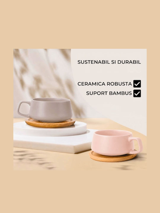 Miamio Set Cesti Cappuccino Bambus Roz 320ml 4 Bucăți