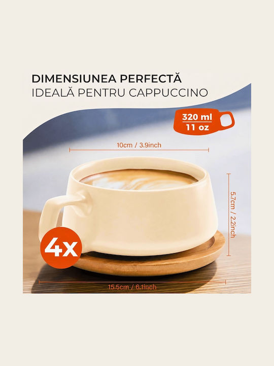 Miamio Set Cesti Cappuccino Bambus Roz 320ml 4 Bucăți