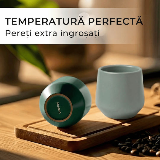 Miamio Σετ Φλιτζάνια Espresso Κεραμικά Πράσινα 90ml 4τμχ