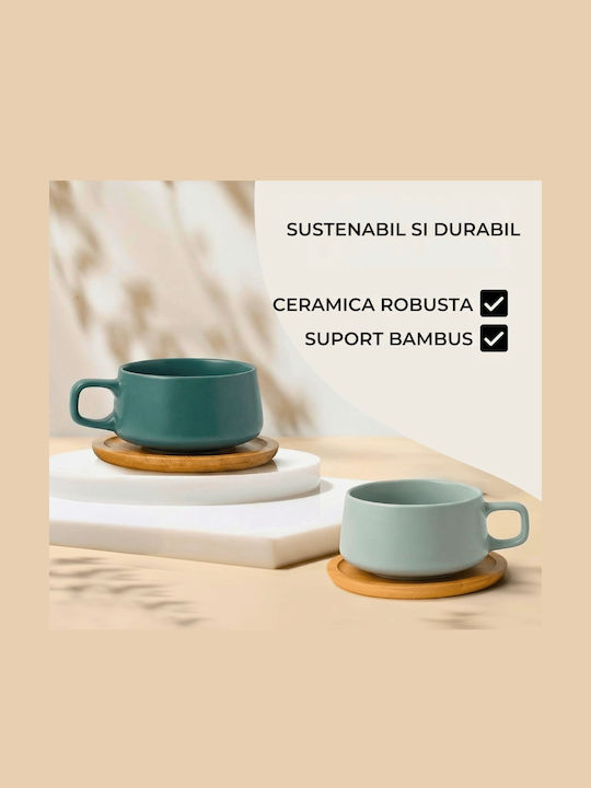 Miamio Set Cesti Cappuccino Din Bambus Verzi 320ml 4 Bucăți