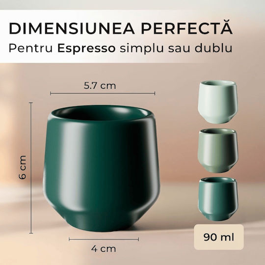 Miamio Σετ Φλιτζάνια Espresso Κεραμικά Πράσινα 90ml 4τμχ