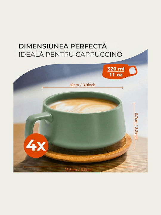 Miamio Set Cesti Cappuccino Din Bambus Verzi 320ml 4 Bucăți