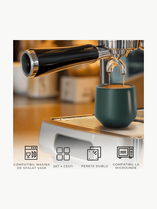 Miamio Set Cesti Espresso Ceramice Verzi 90ml 4 Bucăți