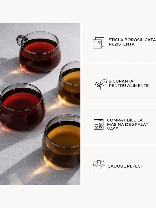 Miamio Set Cesti Ceai Bambus Gri 280ml 4 Bucăți
