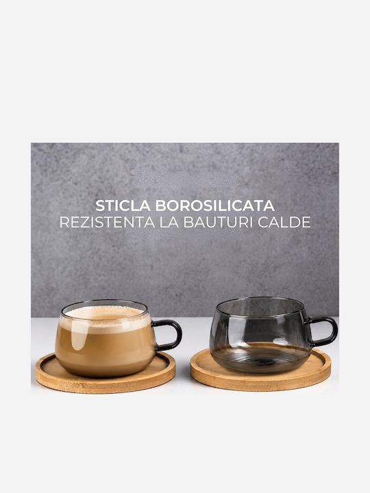 Miamio Set Cesti Ceai Bambus Gri 280ml 4 Bucăți