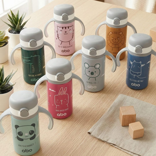 abo Somebunny Loves You Kids Water Bottle Thermos Silicone with Straw 280ml