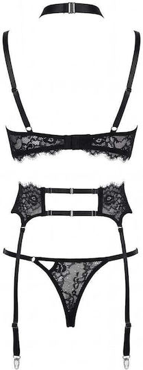 Black Lingerie Set 3 Pieces Spalexline Sx1031